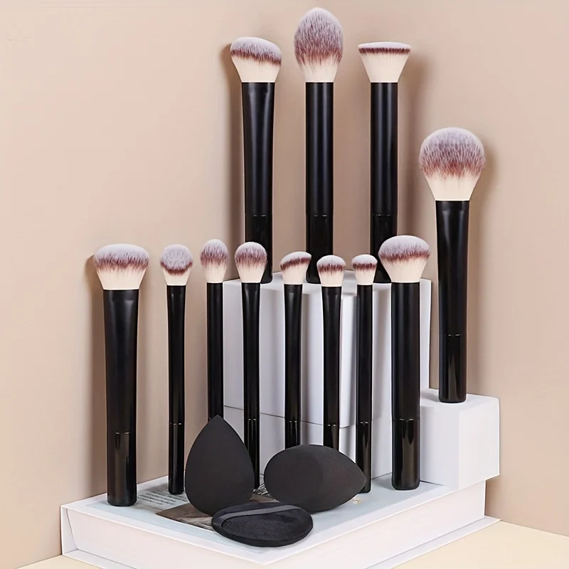 15pcs Makeup Brush Set, Including Powder Brush, Blush Brush, Highlighter Brush, Eyeshadow Brush, Eyelash Brush, Eyeliner Brush,