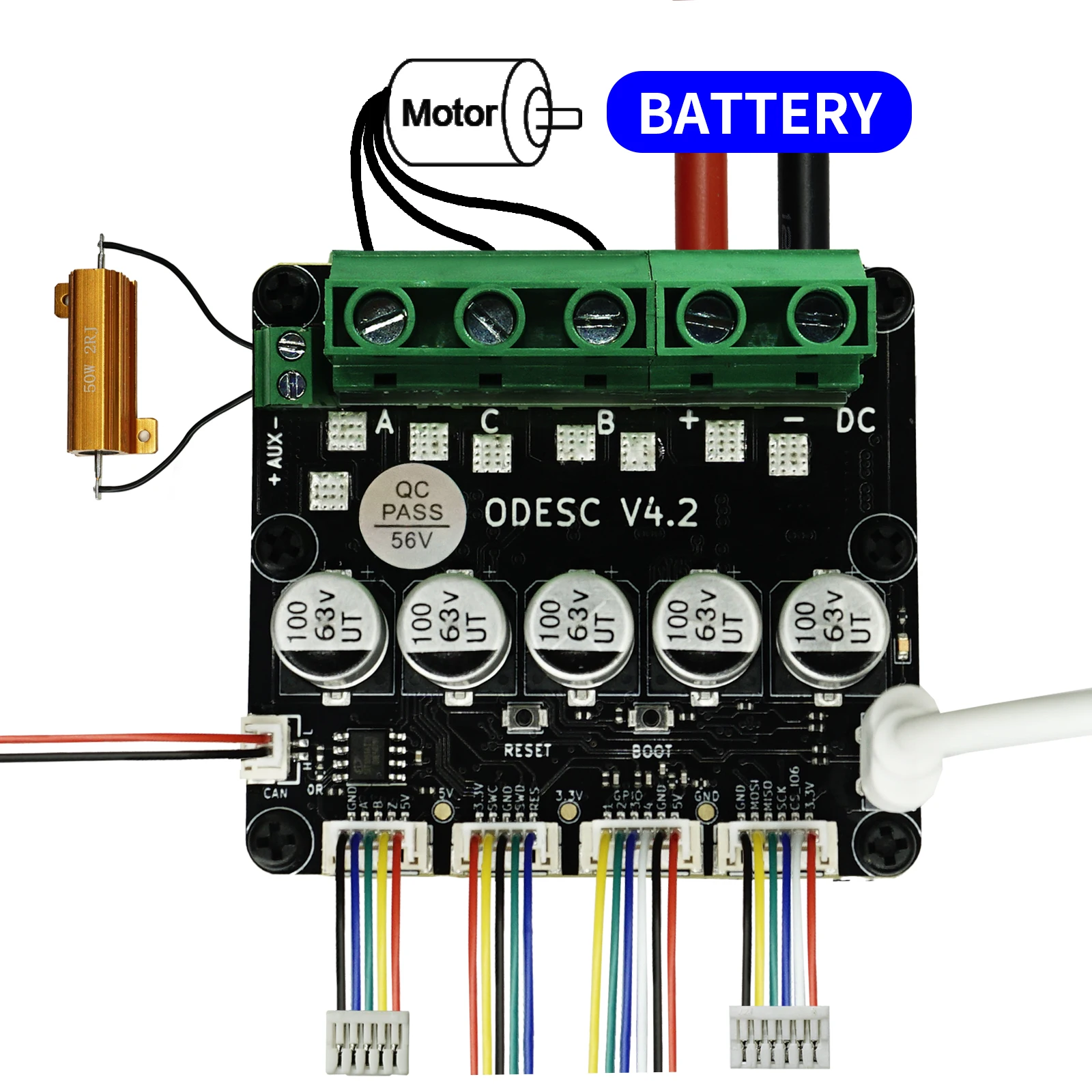 SEQURE ODESC V4.2 Brushless Servo Motor Controller Machine Parts Based on ODrive3.6 Upgrade Compatible with Odrivetool FOC BLDC