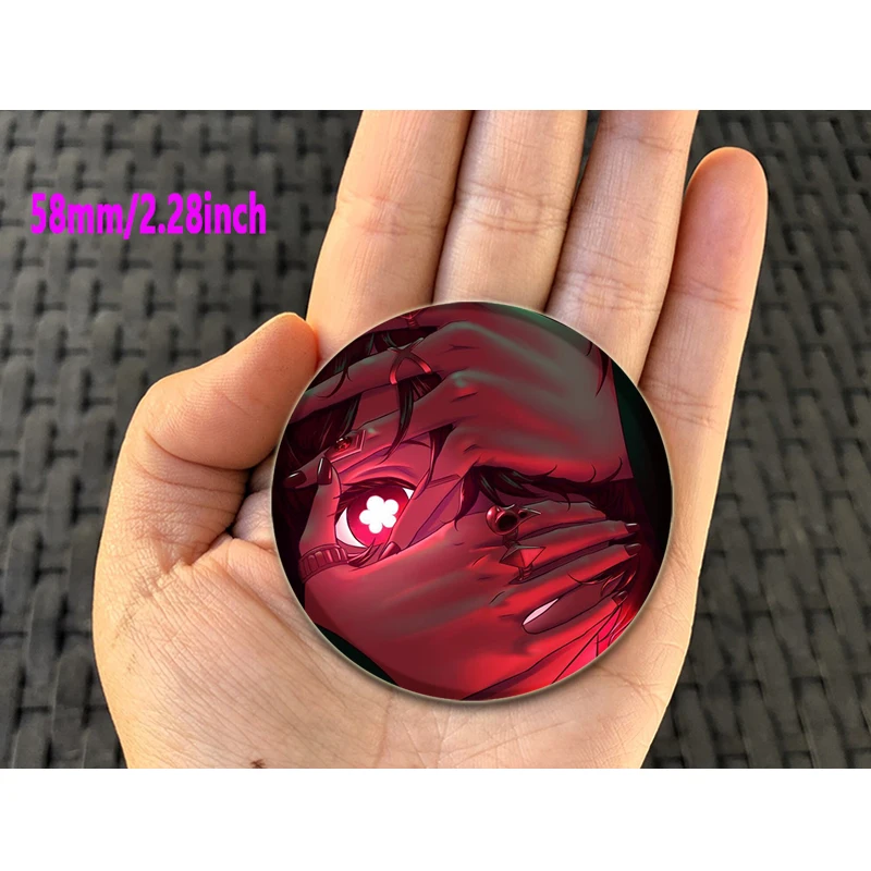 32/44/58mm Genshin Impact Hu Tao Round Brooch Clothing Lapel Pin Souvenir Soft Button Decorative Hat Badge
