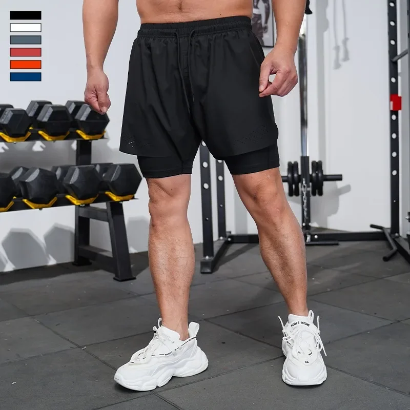 Quick Dry Sports Pants Fitness Shorts With Inner Lining Three-Quarter Length Men Summer Running Athletics Marathon Training