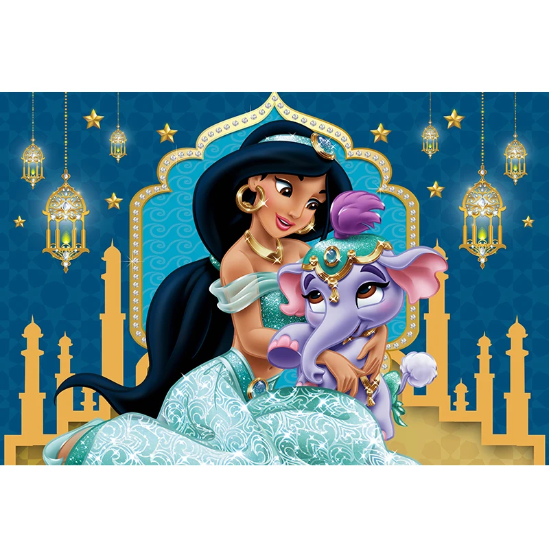 Aladdin princesa jasmim pano de fundo para estúdio foto cortina elefante tigre meninas festa aniversário photograp fundo