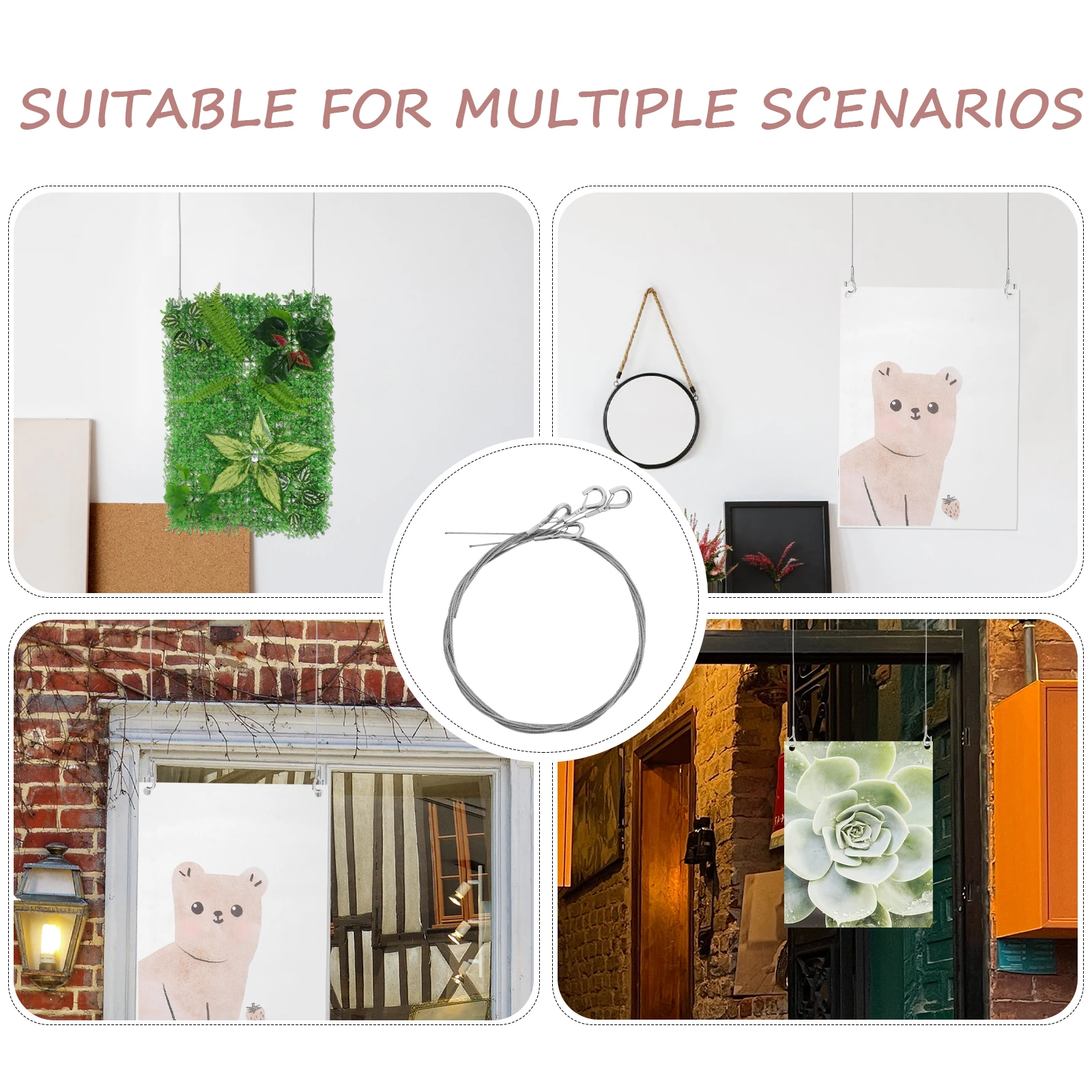 

4pcs Stainless Steel Heavy Duty Adjustable Hanging Wire Rope For Light Lamp Billboard Pendant Fixture Support Kit Hardware