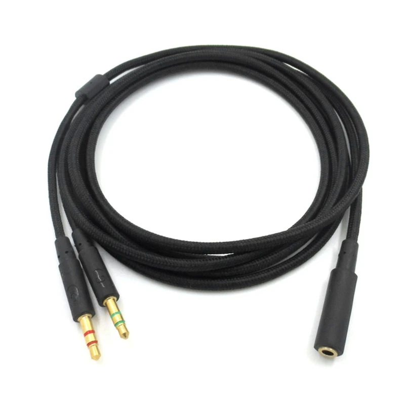 3.5mm Universal 2 in 1 Gaming Headphone  Extend Cable for HYPERX Cloud II/for Alpha/Cloud Flight Headphone For Comp