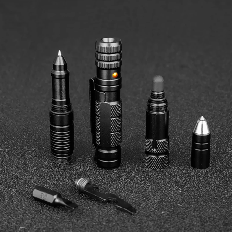 Multi-functional Tactical Pen Flashlight Screwdriver Bottle Opener Self Rescue EDC Tool Emergency Window Breaker Survival Gear