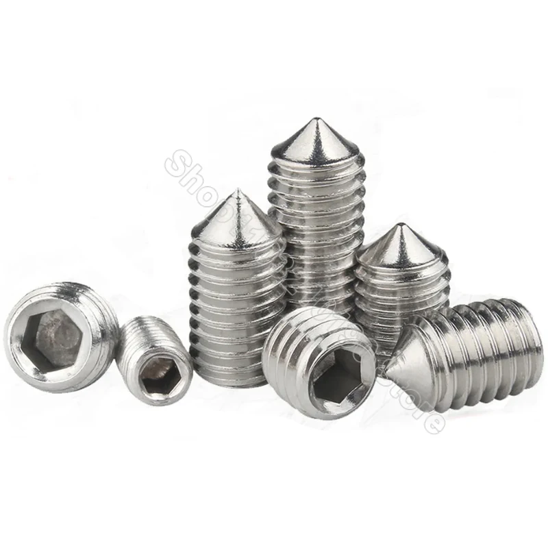 260Pcs M3 M4 M5 M6 DIN914 316Stainless Steel Hex Hexagon Socket Allen Cone Point Grub Bolt Set Screw Assorment Kit +Free Hex Key