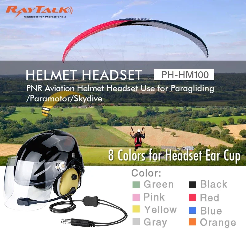 RayTalk PNR Casco de aviación Auriculares con cancelación de ruido Uso para paramotor