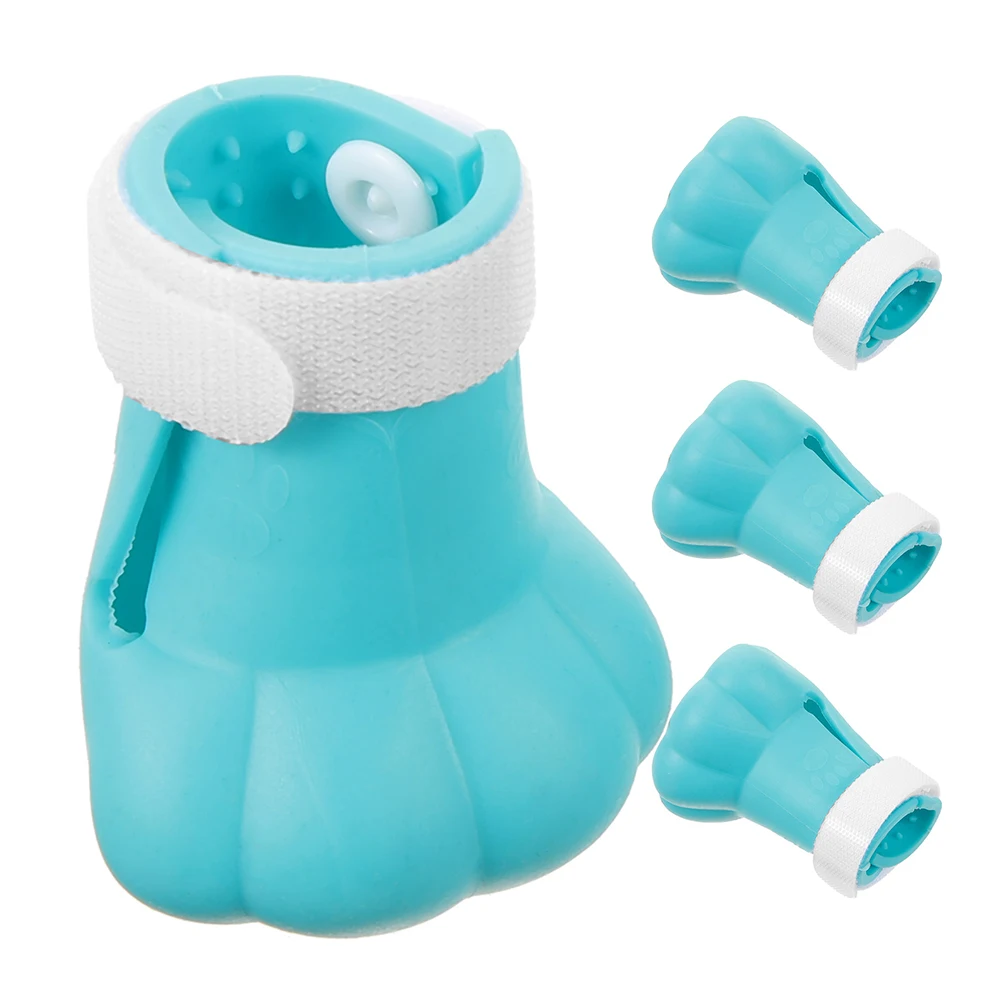 

4pcs Anti-Scratch Boots Silicone Covers Adjustable Paw Protectors Water-Drainage Soles For Bathing Showering Feet Covers