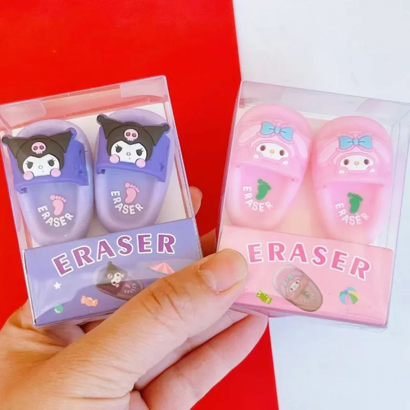 

Hello Kitty Sanrio Eraser 2pcs Cute Kuromi Slipper Design Student Correction Tool Exquisite and compact, convenient for storage