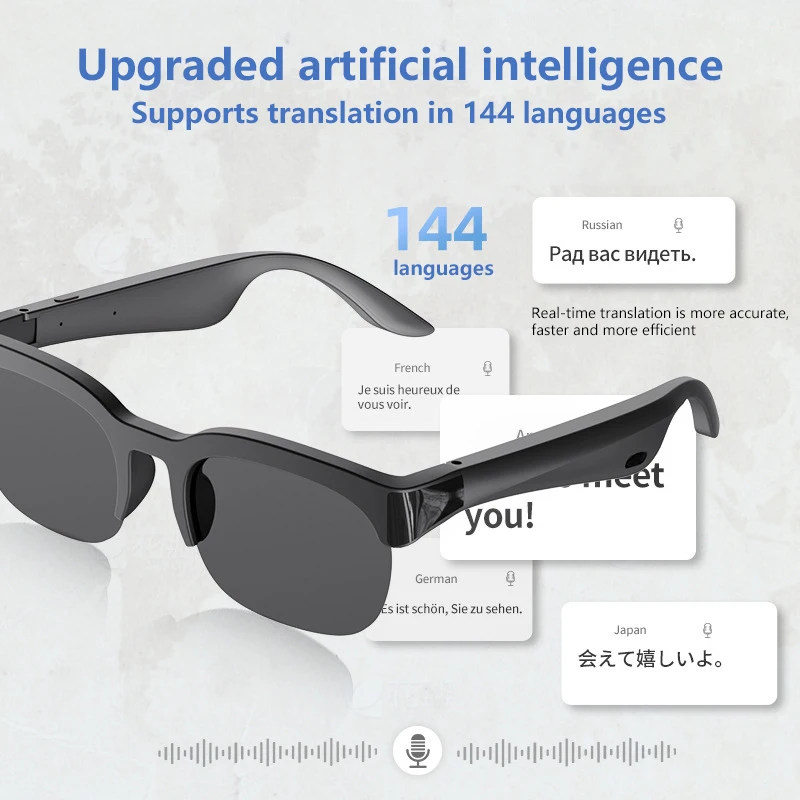 XG89 نظارات بلوتوث AI مترجم سماعة لاسلكية 6.0 ستيريو سماعة رأس بخاصية البلوتوث ركوب النظارات الشمسية الرياضة الذكية نظارات 2025