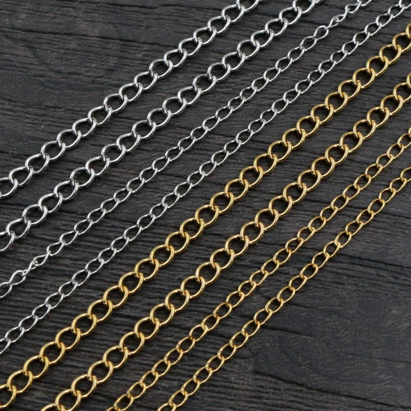 5 متر/وحدة لا تتلاشى أبدا الفولاذ المقاوم للصدأ عقد ذهب سلاسل السائبة DIY بها بنفسك النتائج مجوهرات صنع المواد اللوازم اليدوية
