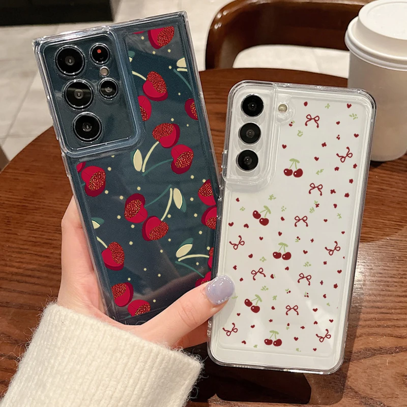 Kirschschleifen-Transparenthülle für Samsung Galaxy A57 A27 A37 A17 A16 A56 A36 A26 A15 A55 A54 S26 S24 S23 S22 Ultra Plus S25 FE Cover – Detail 6