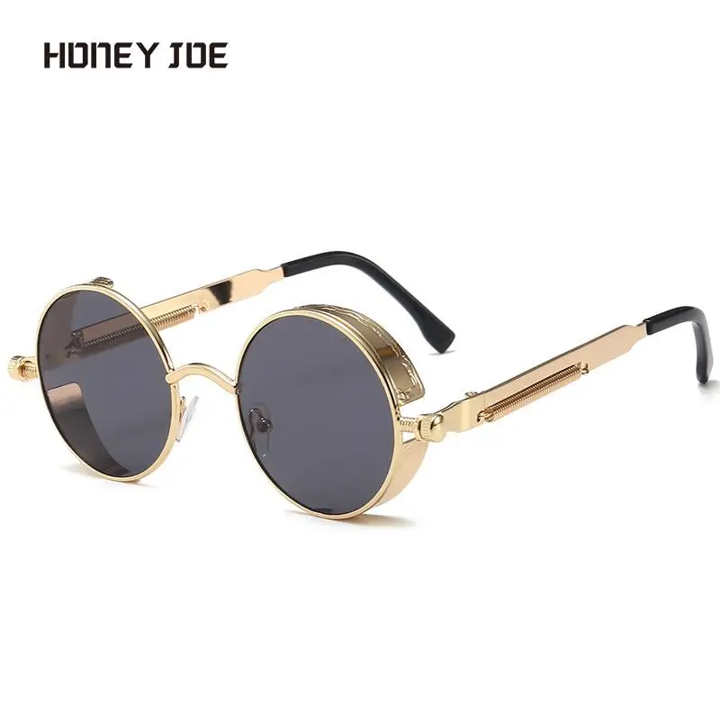 

Vintage Round Steampunk Sunglasses Men Women Punk Alloy Metal Frame Retro Sun Glasses Women Goggles Gothic Shades Hipster UV400