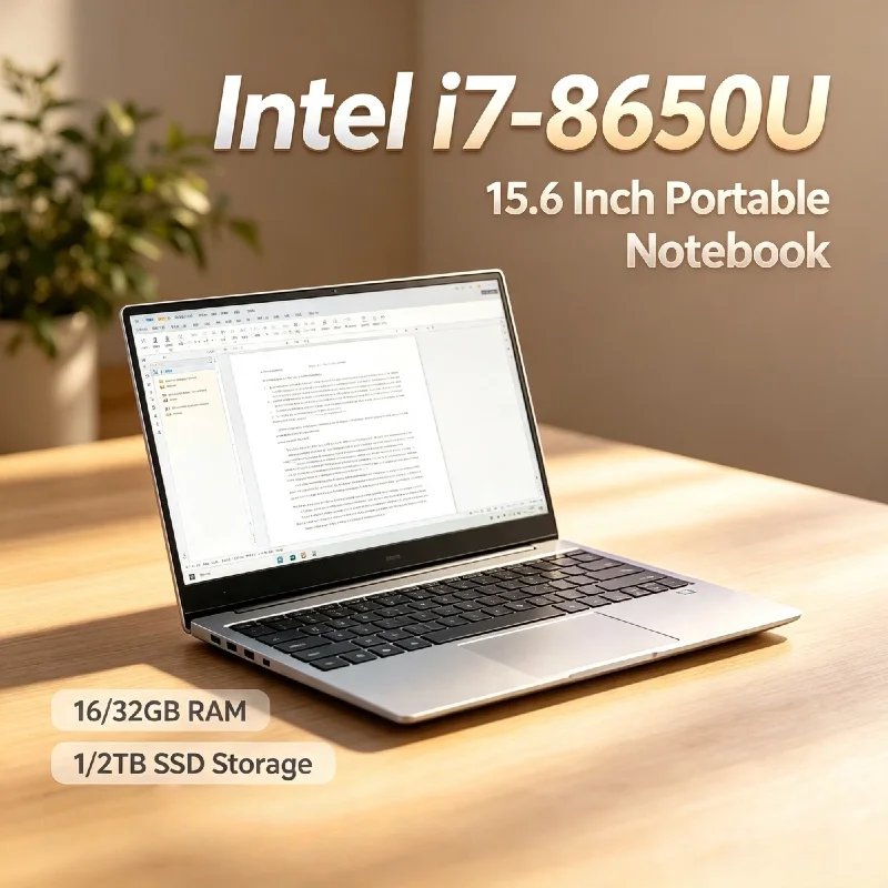 Intel Core i7 8650U 15.6 Inch Laptop 32GB RAM 2TB 1TB SSD 1920x1080 Gaming Notebook Office PC High Performance Pro Max
