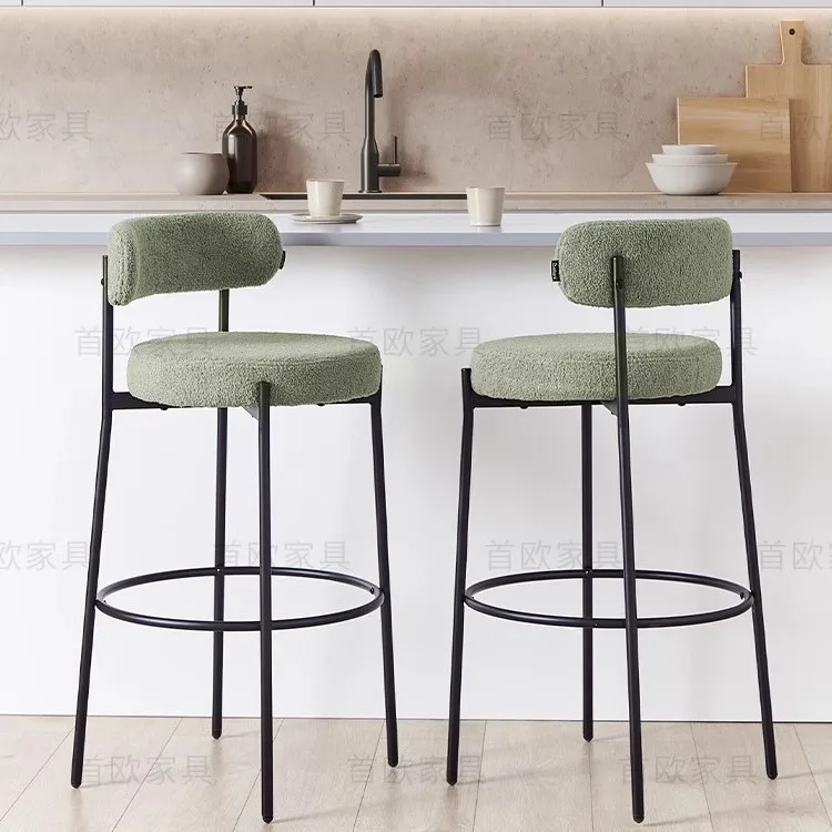 

High bar chair Home backrest bar chair Designer island dining stool French medieval