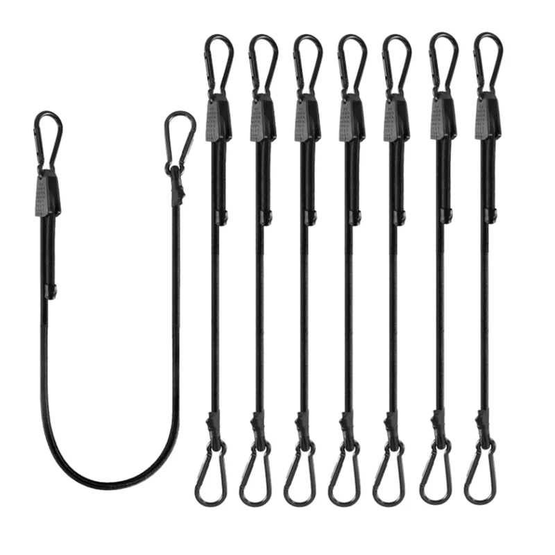 48インチの調節可能なカラビナバンジーコード、フック付き、8本セット-7インチから48インチまで調整可能、貨物、自転車、荷物、カート、トラックなどに最適