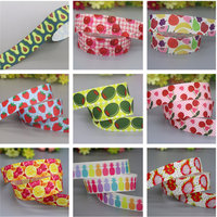 DHK 50yards Fruit Strawberry Pineapple Cherry Printed Grosgrain Ribbon Accessories Decoration Collar DIY Sewing Craft S2594