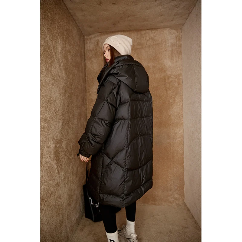 معطف ELFSACK أنيق وبسيط وفضفاض وطويل ودافئ للنساء #4