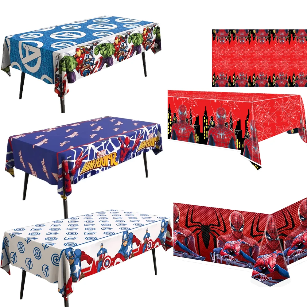 Nappe de fête d'anniversaire de super-héros Spiderman, fournitures de décoration des Avengers Captain America, nappe pour cadeaux de fête pour enfants