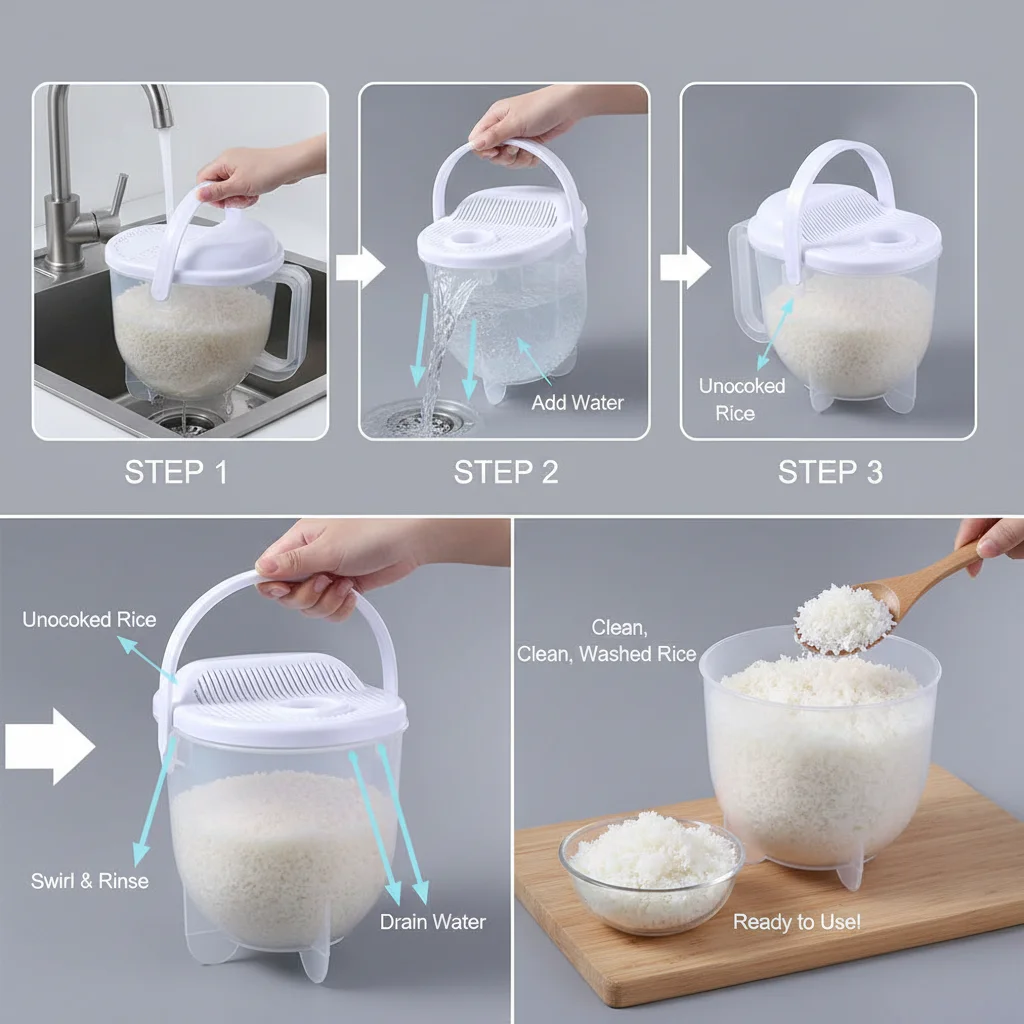 Convenient Kitchen Cooking Kitchen Tools Strainer Colander with Bowl Wash Rice Sieve Rice Device Rice Washer Clean Machine
