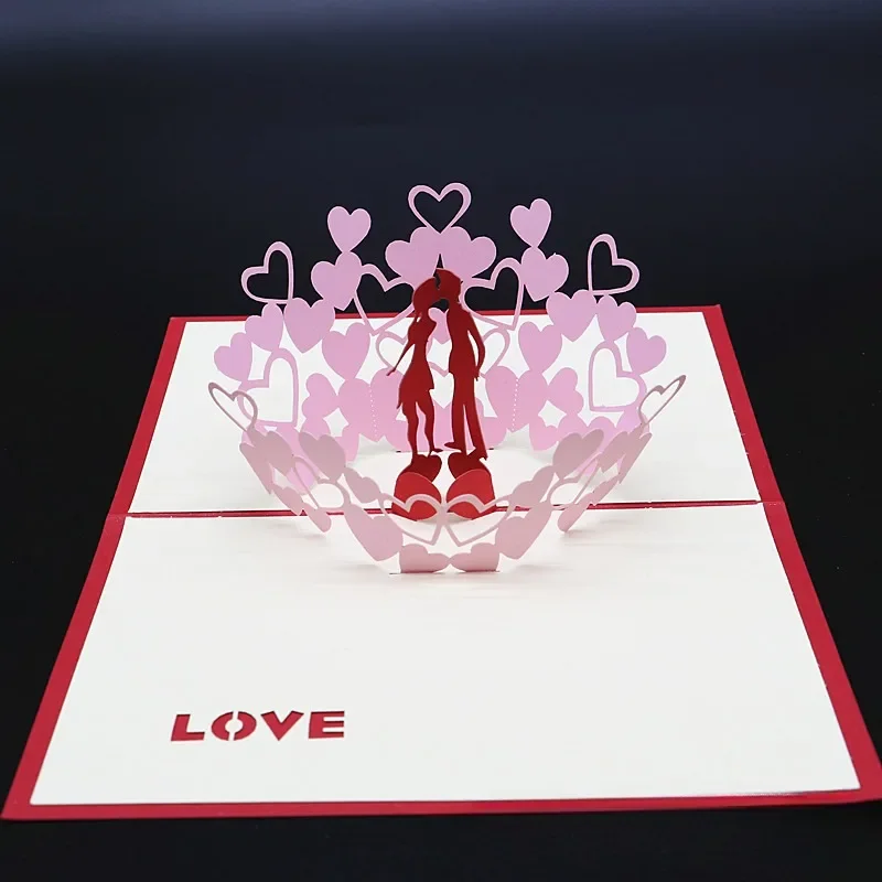 1 pz 3D Biglietto di auguri di San Valentino Amore Benedizione Confessione di Amore Commemorativo di San Valentino Scava Fuori Carta 10x15 cm