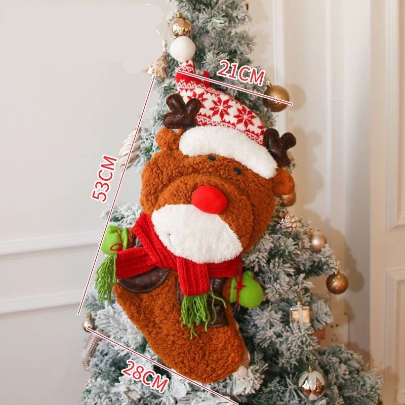 Christmas Stockings Socks Snowman Deer Hanging Xmas Tree Ornaments Xtmas Decorations for Home New Year 2024 Xmas Gift Bags