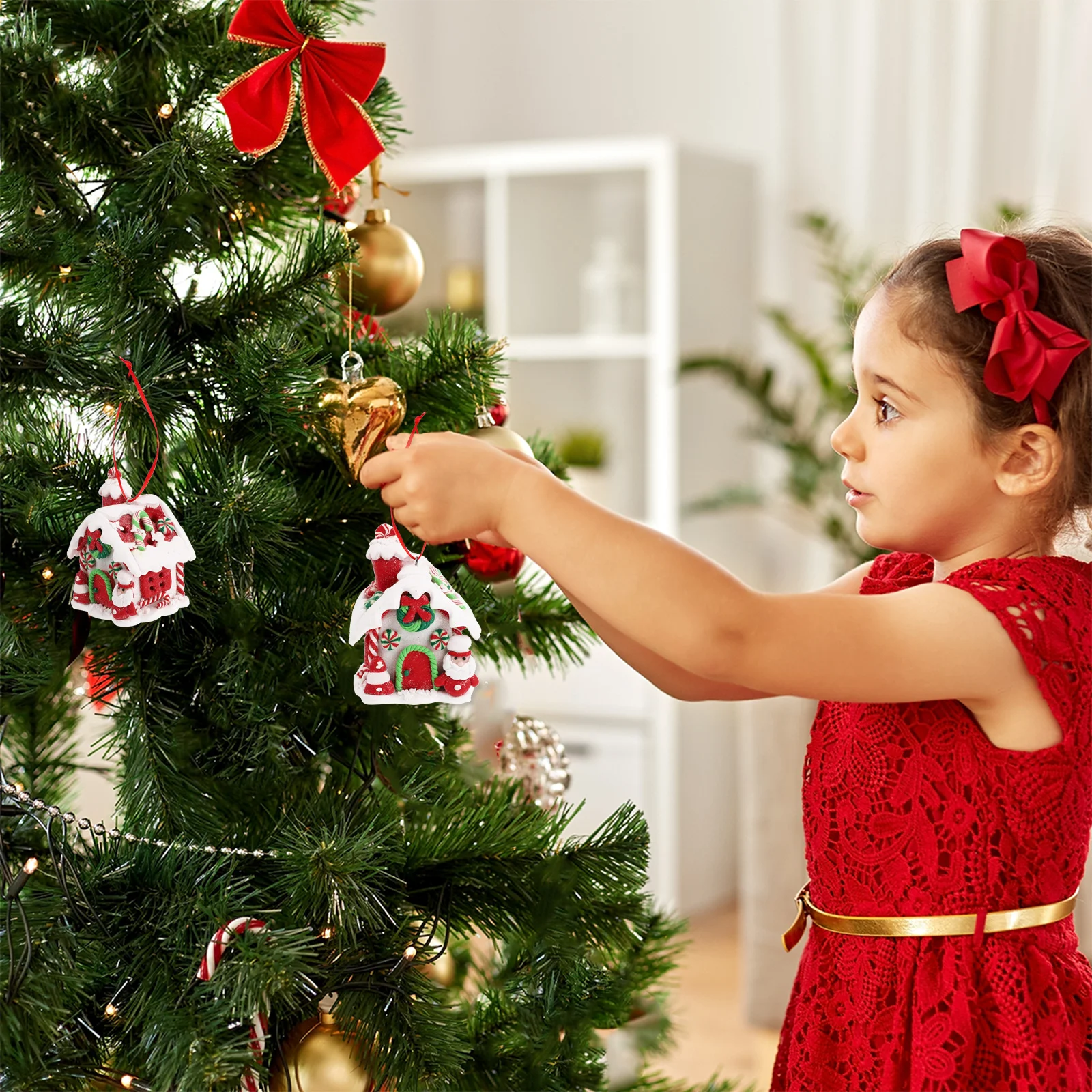 

Christmas Hanging Mini House Decoration Indoor Outdoor Xmas Party Festive Embellishment Comfortable Material Hanging Ornament