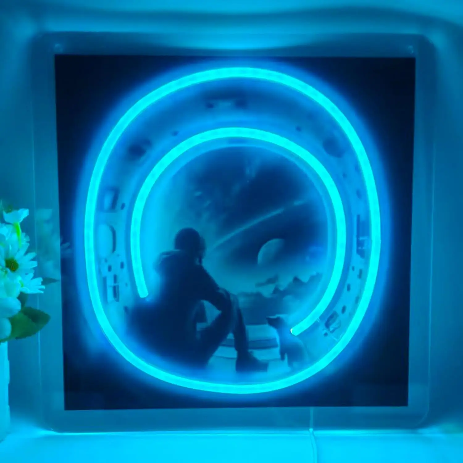 Space Window Figure Cat LED Neon Sign USB Neon Lamp Gaming Room Bedroom Sci-Fi Aesthetic Streamer Studio Wall Decor Gift