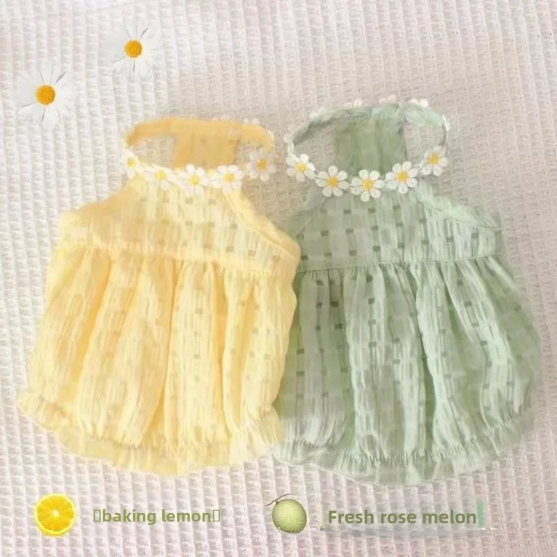 

Floral Designer Dogs Fancy Dress Candy Green Tutu Skirt Mini Female Cat Clothes for Chihuahua New Summer Puppy Pet Products