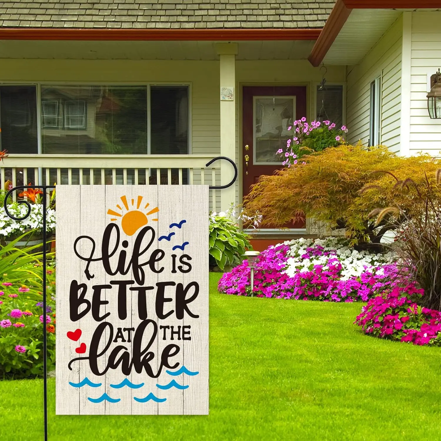 ShuanQ Life is Better at the Lake Garden Flag Double Sided Welcome Flag for Home Yard Outside Lake House Decoration Life is  zzo