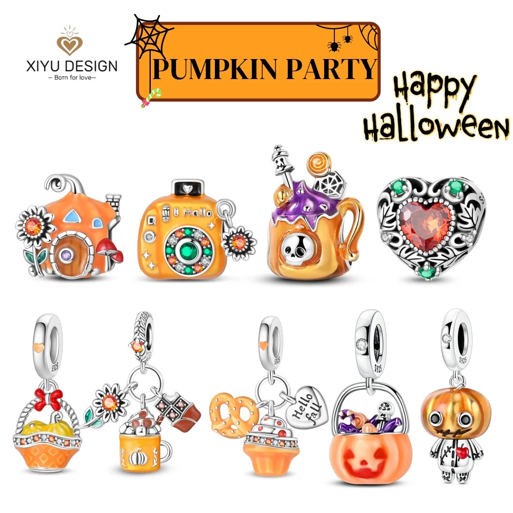 

Хэллоуин тыква вечерние серии стерлингового серебра 925 пробы десертный торт дом подвески бусины подходят браслет изысканные женские ювелирные изделия изготовление подарков