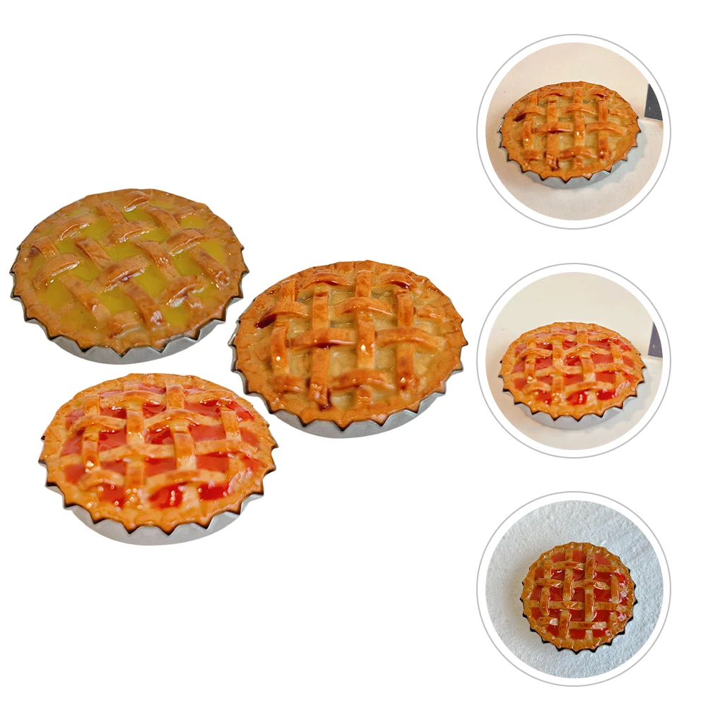 

3 Pcs Dollhouse Miniature Food Simulation Afternoon Tea Dessert Fruit Pie Decoration Set 3pcs Cake Fake