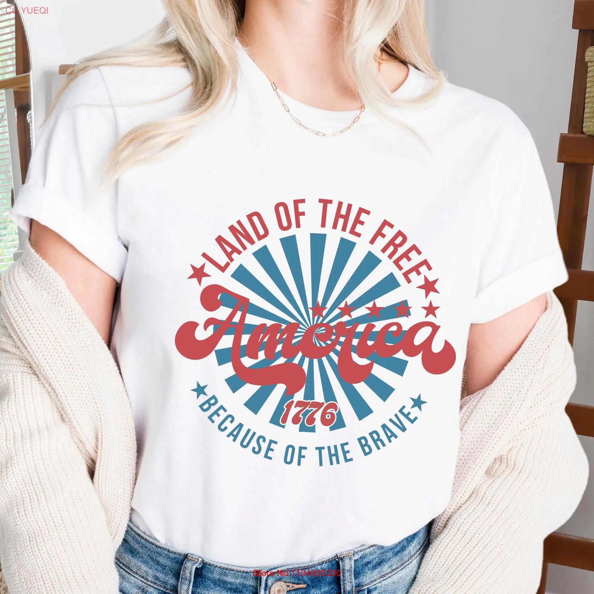 America Land Of The Free Because Brave T Shirt Republican Independence Day Fourth July Memorial s long or short sleeves