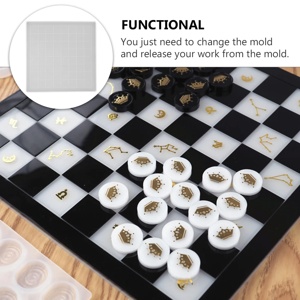 

Creative Chessboard Silicone Diy Mold Set Non-Stick Heat Resistant Eco-Friendly For Jewelry Making Handmade Resin Mold Kit