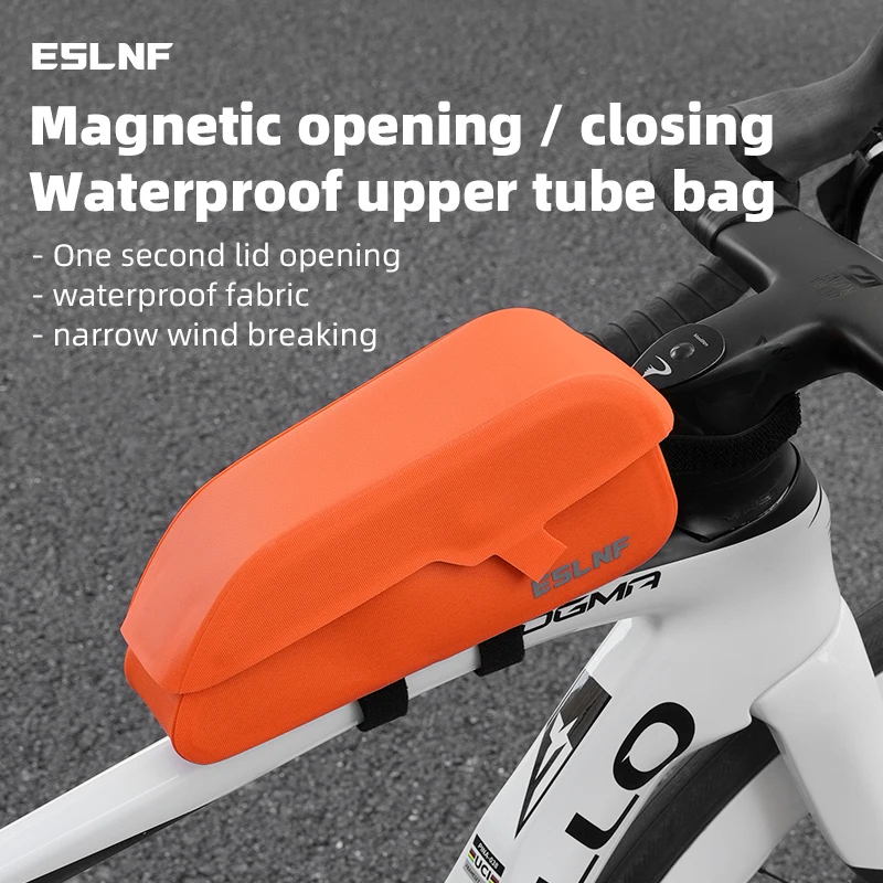 ESLNF Bike Bags Water Repellent Front Top Frame Tube Bag Large Capacity Bicycle Magnetic Flip Cover Top Tube Bag Bicycle Bag