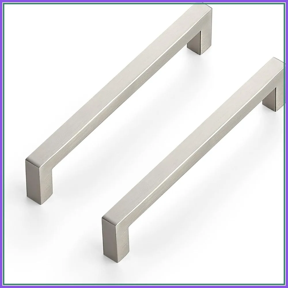 

30 Pack 6-1/4 Inch Square Cabinet Handles Brushed Nickel Pulls Stainless Steel Drawer Pulls Kitchen Hardware
