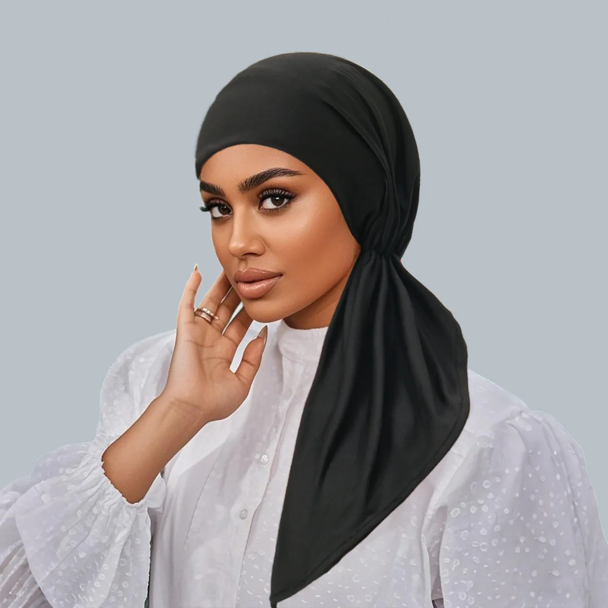 

Muslim Women Inner Hijab Hat Headscarf Bonnet Hair Loss Head Wrap Stretch Chemo Cap Headwear Bandanas Headband Turbante Mujer