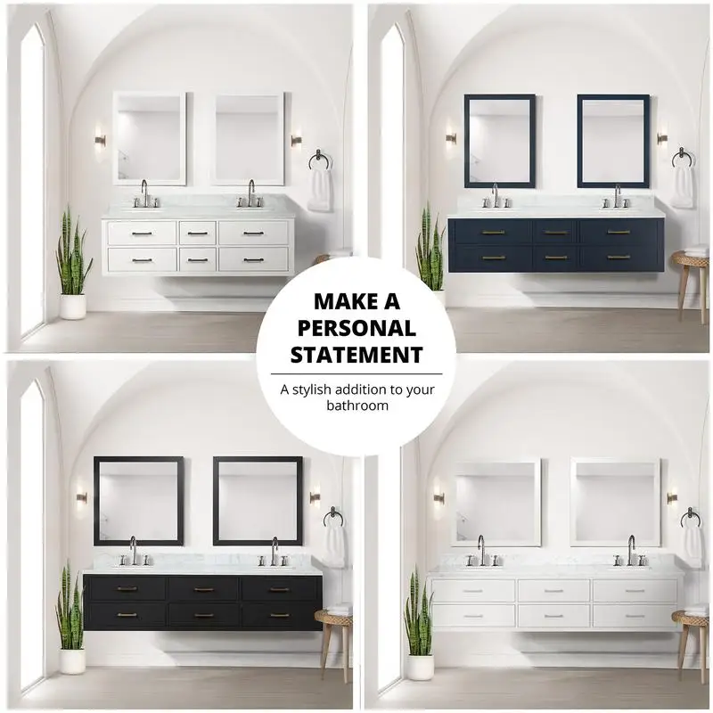 حمام مزدوج أزرق مقاس 72 بوصة مع سطح كارارا رخامي ومرايا مقاس 34 بوصة - تصميم عصري أنيق لحمامك #6