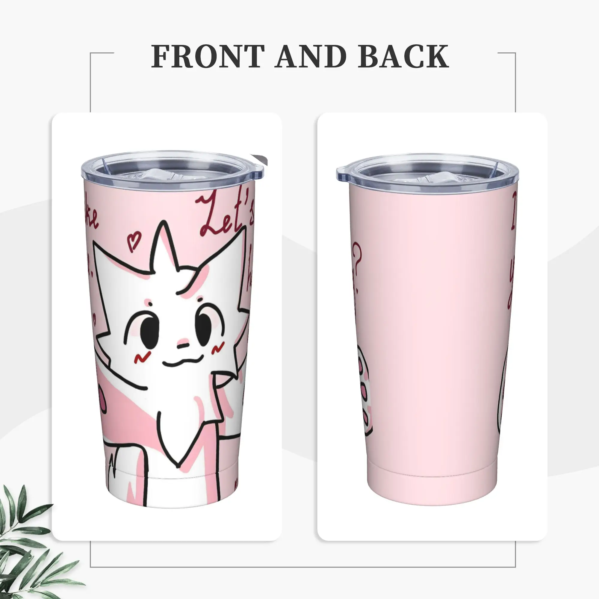 Boykissers Silly Cat Insulated Tumbler with Straws Lid Cartoon Vacuum Thermal Mug Outdoor Portable Hot Cold Drink Cup, 20oz