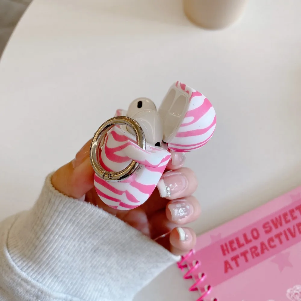 Penutup Earphone Cetak Geometri Abstrak untuk AirPods 4 Pro2 3 2 1 Casing Headphone Bluetooth Nirkabel Casing Cangkang Coque dengan Kait