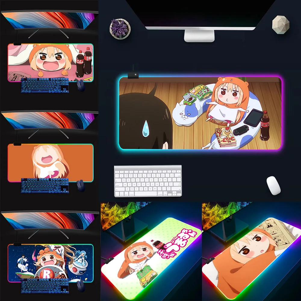 

Umaru Chan Anime RGB Pc Gamer Keyboard Mouse Pad Mousepad LED Glowing Mouse Mats Rubber Gaming Computer Mausepad