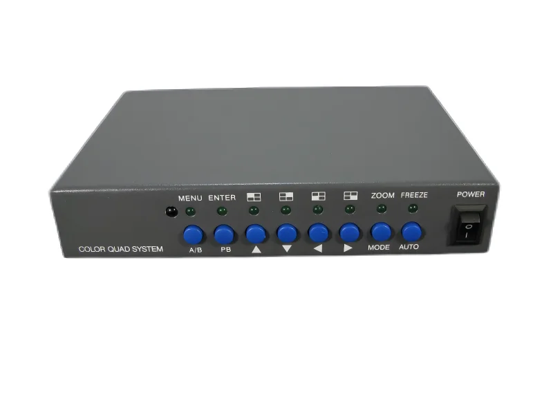 4CH color video quad splitter processor with  graphics array output for CCTV systems