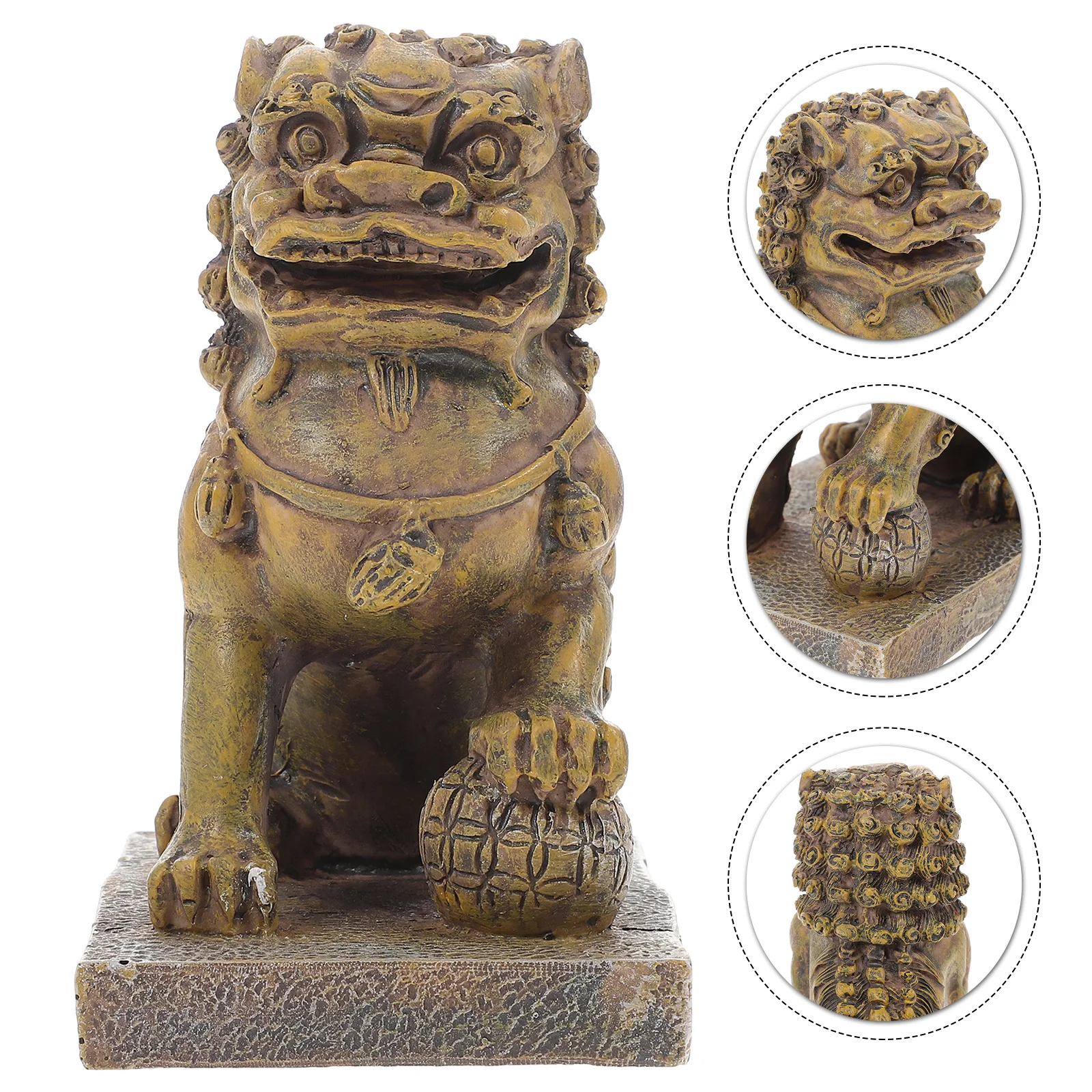

Resin Lion Statue Unique Castle Pattern Safe Durable Aquarium Decoration Fish Tank nament Easy Clean Pet Supplies