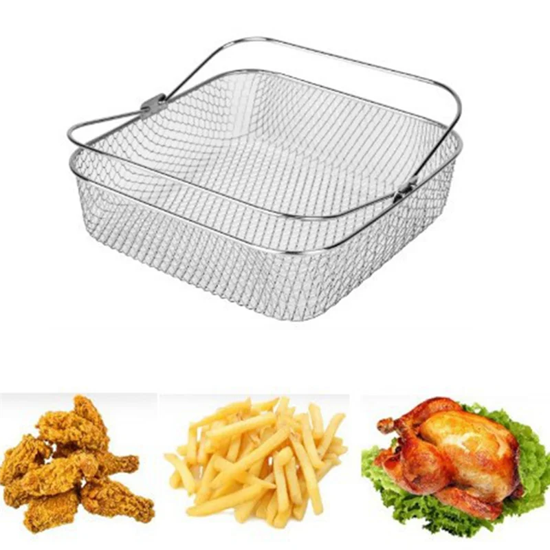 A39M ステンレス鋼メッシュバスケット Forinstant Vortex COSORI 5.8-6QT エアフライヤーアクセサリーバスケットハンドル付き天ぷら部品