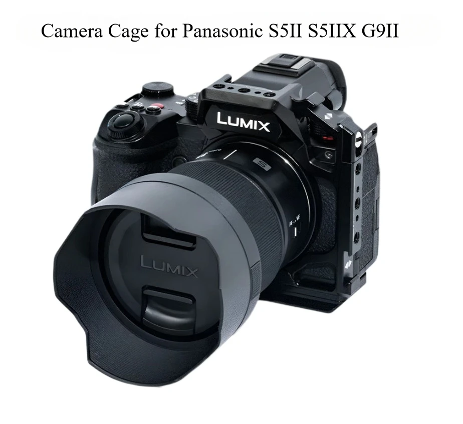 Topcine Camera Cage for Panasonic Lumix S5II S5IIX G9II with 2 Cold Shoe Mounts 1/4\