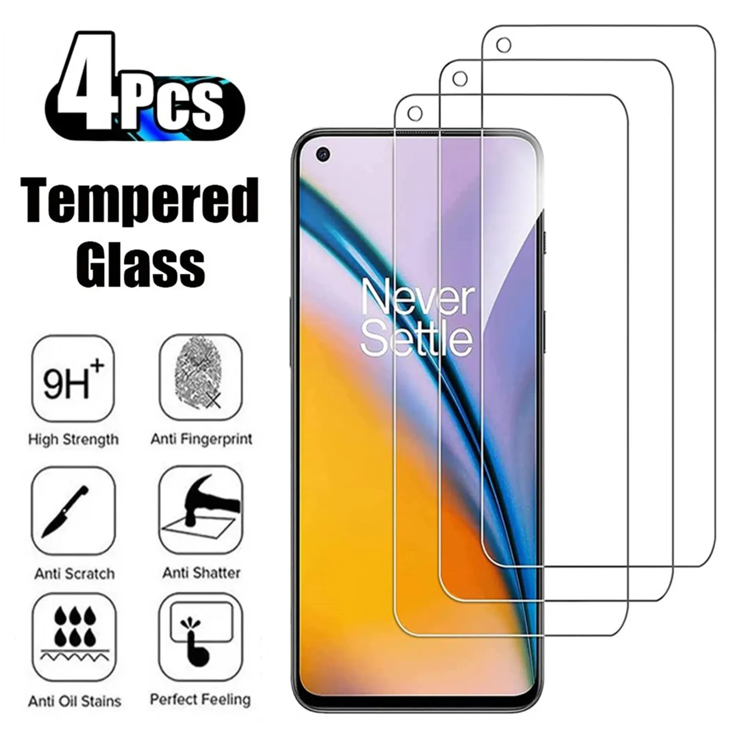 

2/4Pcs Tempered Glass For OnePlus Nord 2 5G HD Screen Protector