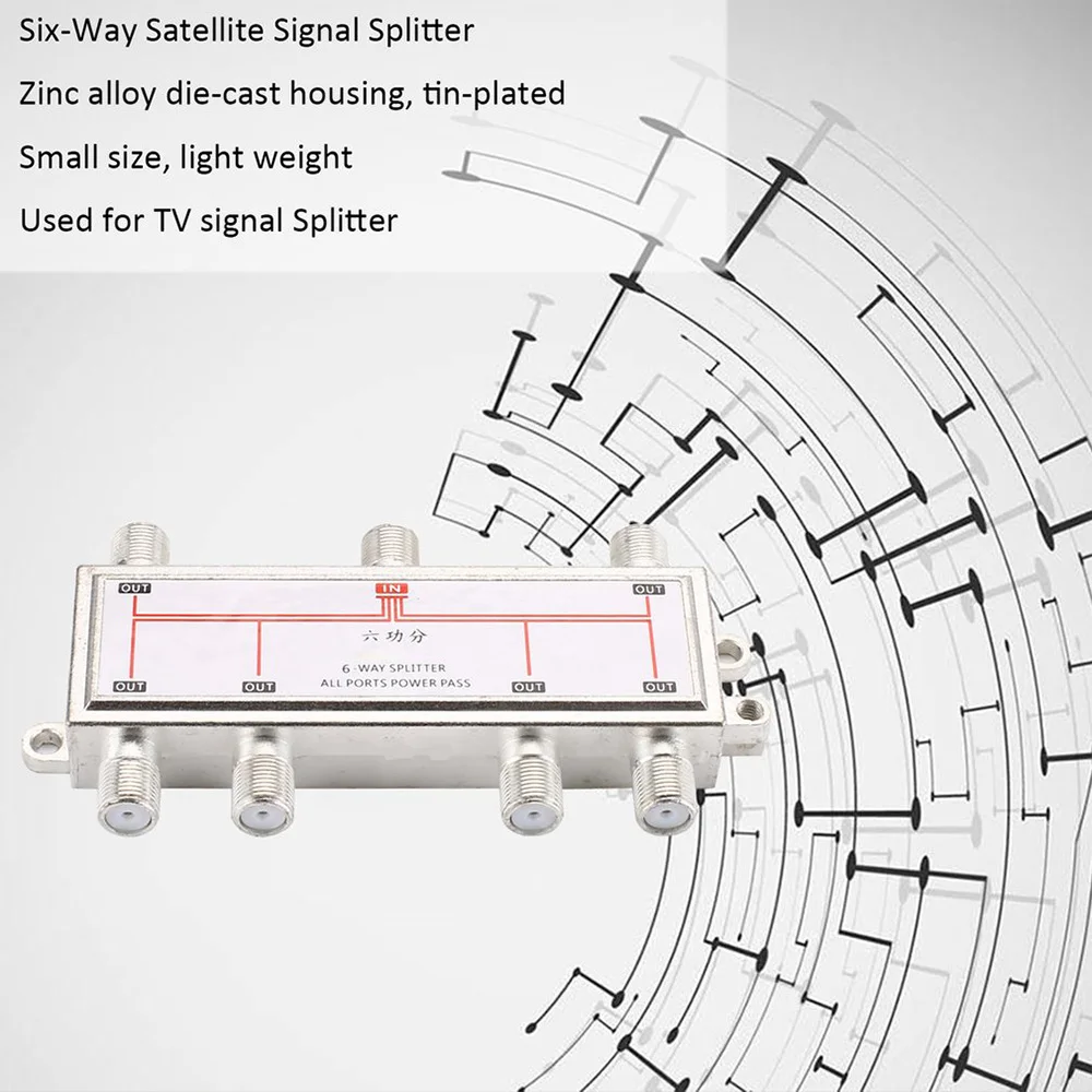 Hot 6 Way Satellite Antenna Cable TV Signal Splitter Distributor For SATV/CATV 5-2400MHz Satellite Receiver For SATV/CATV