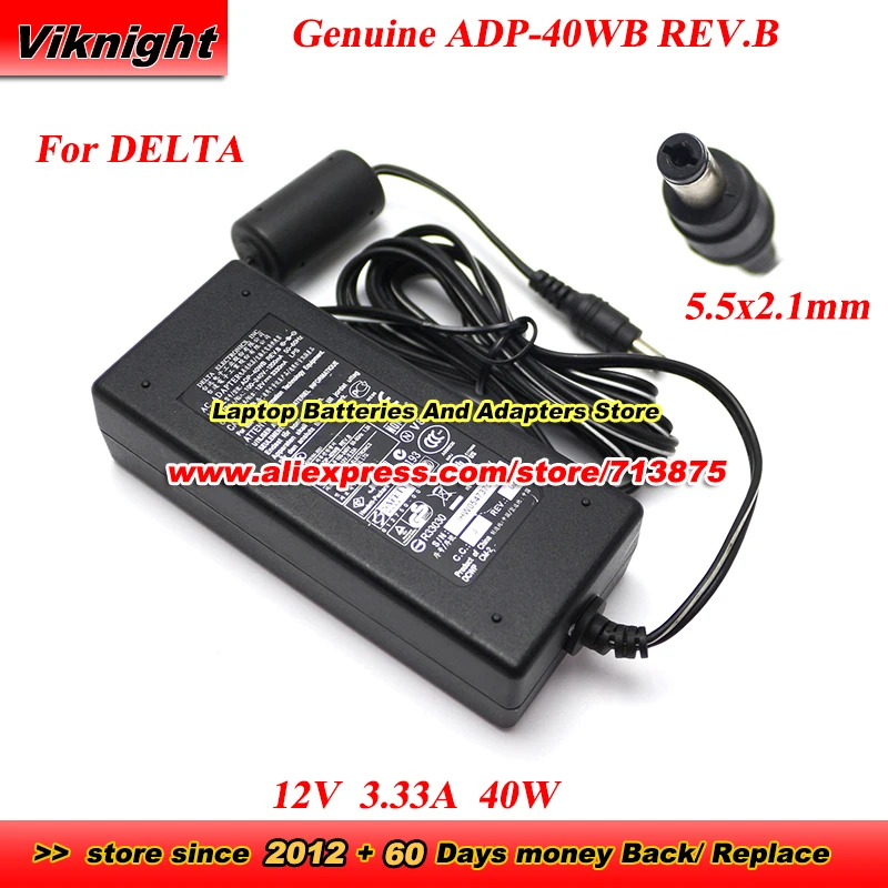 Genuine ADP-40WB REV.B 40W 12V 3.33A AC Adapter 5.5x2.1mm ADP-40NB for HP LSE0107A1240 for DELL S2719H S2240LC Wacom DTZ-1200W/G