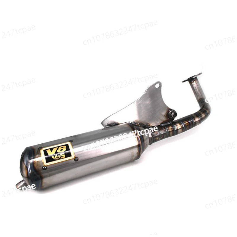 Suitable for Taiwan V8JOG50JOG90 modified exhaust pipe W004 straight row 11 sections fried street exhaust JOGV8DIO