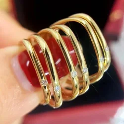 Trendy Dainty Square Ring Women Stainless Steel Zircon Geometric Thin Rings Gold Silver Color Fashion Jewelry Gifts Wholesale