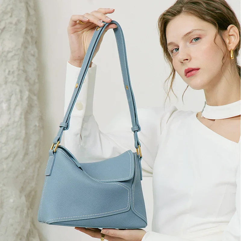 Bolso de mano de cuero genuino para mujer, bandolera de piel de vaca de diseñador, de lujo, a la moda, 2023